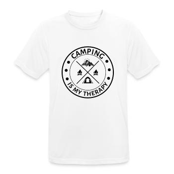 Camping is my Therapy Funny camper saying - Men's Breathable T-Shirt - white - Front - AI Model Male 185 dark (185cm)