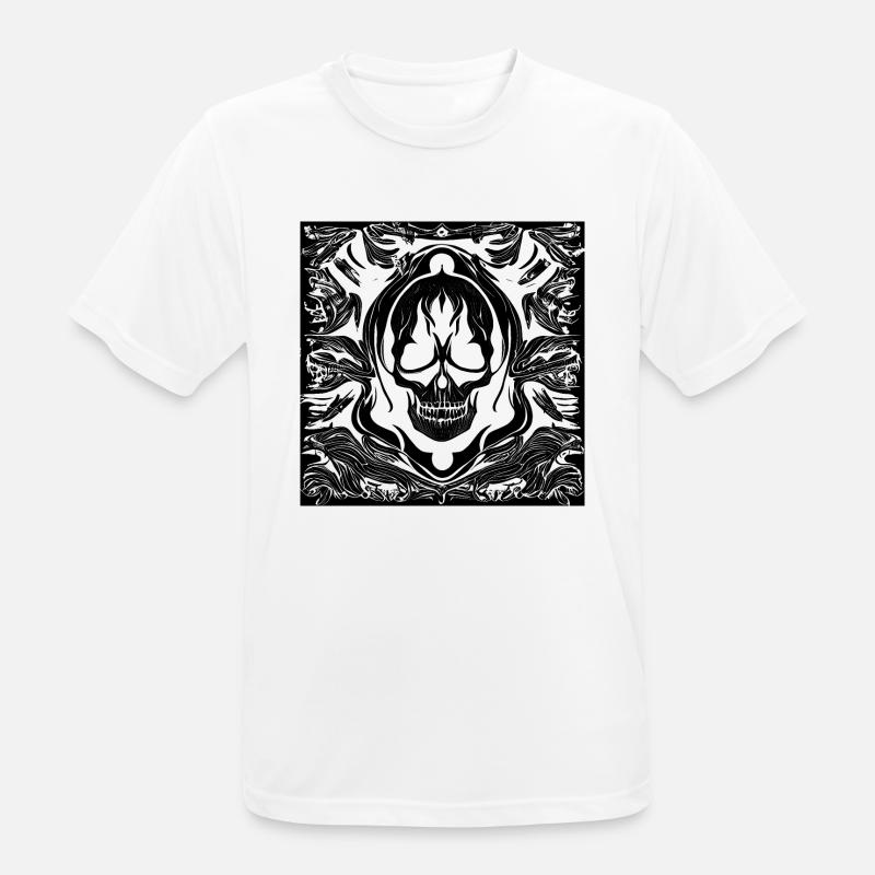 Halloween- oder Horror- Totenschädel mit Ornamente - Männer T-Shirt atmungsaktiv - Weiß