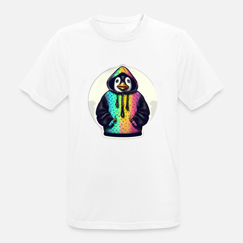 Pinguin mit Bunten Pullover - Männer T-Shirt atmungsaktiv - Weiß