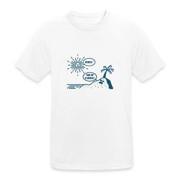BEACH ! SUN OF A BEACH ! (plage, été, vacances) - T-shirt respirant Homme - blanc - Devant - AI Model Male 185 dark (185cm)