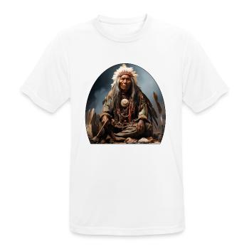 Indian chief with feather headdress - Men's Breathable T-Shirt - white - Front - AI Model Male 185 dark (185cm)