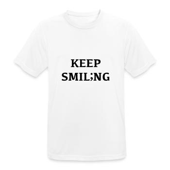 Gardez le sourire, le sourire change votre humeur ; - T-shirt respirant Homme - blanc - Devant - AI Model Male 185 dark (185cm)