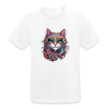 Cool Cat / Funny / Animal / Pet / Crazy - Men's Breathable T-Shirt - white - Front - AI Model Male 185 dark (185cm)