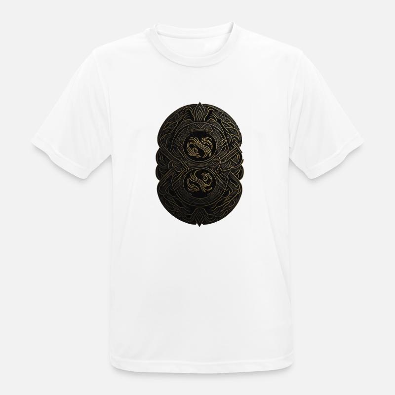 Maya Schwarz-Gold-Monogramm - Männer T-Shirt atmungsaktiv - Weiß