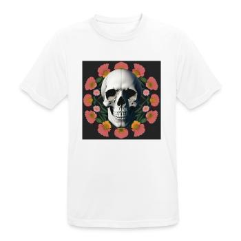 Flower-Skull - Männer T-Shirt atmungsaktiv - Weiß - Vorne - AI Model Male 185 dark (185cm)
