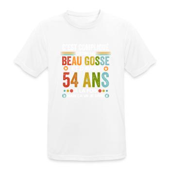 54 ans Cadeau Anniversaire 54 ans Drôle - T-shirt respirant Homme - blanc - Devant - AI Model Male 185 dark (185cm)