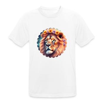 Ein Löwenkopf mit Blumen - Männer T-Shirt atmungsaktiv - Weiß - Vorne - AI Model Male 185 dark (185cm)