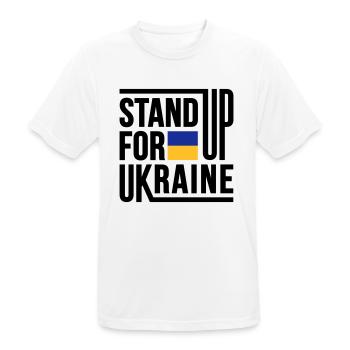 Stand Up For Ukraine mit Flagge - Männer T-Shirt atmungsaktiv - Weiß - Vorne - AI Model Male 185 dark (185cm)