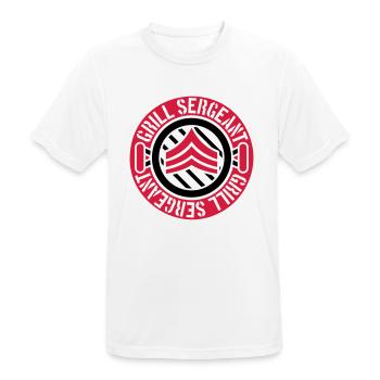 Barbecue Grill Sergeant Stamp - Men's Breathable T-Shirt - white - Front - AI Model Male 185 dark (185cm)