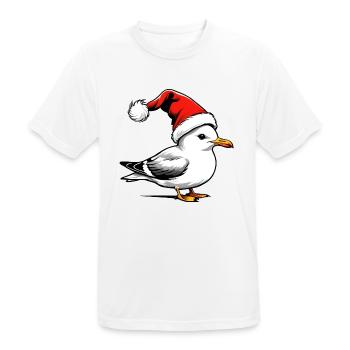 Weihnachts-Möwe mit Mütze - Männer T-Shirt atmungsaktiv - Weiß - Vorne - AI Model Male 185 dark (185cm)