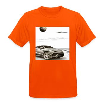 SUV am Strand - Männer T-Shirt atmungsaktiv - Neonorange - Vorne - AI Model Male 185 dark (185cm)
