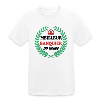MEILLEUR BANQUIER DU MONDE - T-shirt respirant Homme - blanc - Devant - AI Model Male 185 dark (185cm)