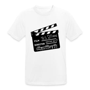 20 ans clap cinema anniversaire - T-shirt respirant Homme - blanc - Devant - AI Model Male 185 dark (185cm)