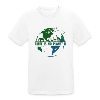 There is no Planet B earth men organic t shirt - Men's Breathable T-Shirt - white - Front - AI Model Male 185 dark (185cm)