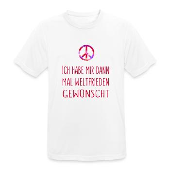 Ich habe mir dann mal Weltfrieden gewünscht - rot - Männer T-Shirt atmungsaktiv - Weiß - Vorne - AI Model Male 185 dark (185cm)