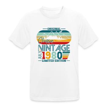 Original Juillet Millésime 1980 42ème Anniversaire Hommes - T-shirt respirant Homme - blanc - Devant - AI Model Male 185 dark (185cm)