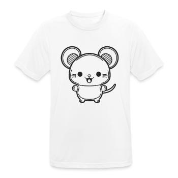 Kawaii mignon souris heureuse - T-shirt respirant Homme - blanc - Devant - AI Model Male 185 dark (185cm)