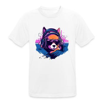 Shiba Inu in Synth Wave Style - Men's Breathable T-Shirt - white - Front - AI Model Male 185 dark (185cm)