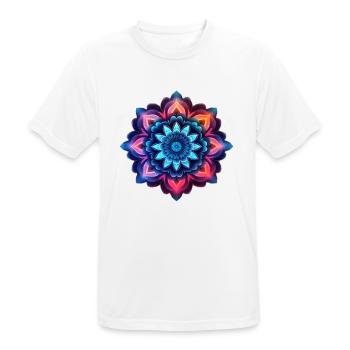 Mandala bunte Blume Neon - Männer T-Shirt atmungsaktiv - Weiß - Vorne - AI Model Male 185 dark (185cm)
