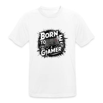 Born to be a gamer - Men's Breathable T-Shirt - white - Front - AI Model Male 185 dark (185cm)