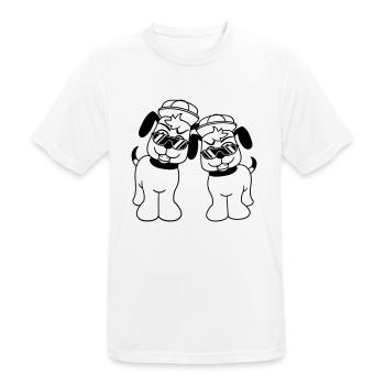 2 DJ chiens lunettes de soleil adolescent casquette casquette équipe - T-shirt respirant Homme - blanc - Devant - AI Model Male 185 dark (185cm)
