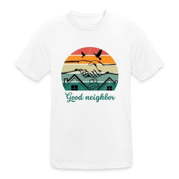 Good neighbor BW - Men's Breathable T-Shirt - white - Front - AI Model Male 185 dark (185cm)