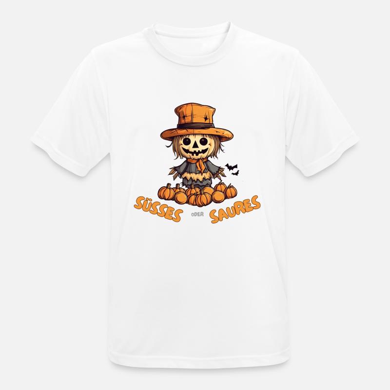 Süßes oder Saueres Halloween Vogelscheuche - Männer T-Shirt atmungsaktiv - Weiß