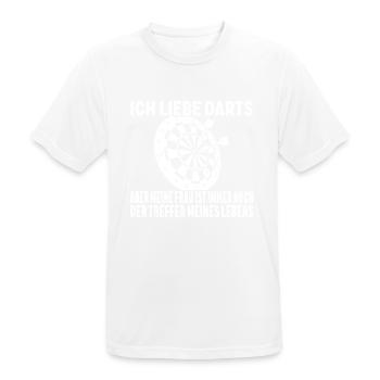 Ich Liebe Darts Aber Meine Frau Ist Der Treffer - Männer T-Shirt atmungsaktiv - Weiß - Vorne - AI Model Male 185 dark (185cm)