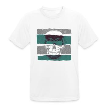 Tête de mort vert paper strip dark - T-shirt respirant Homme - blanc - Devant - AI Model Male 185 dark (185cm)