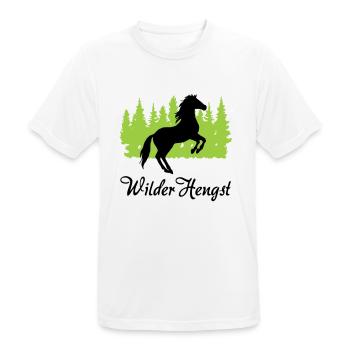 "Wilder Hengst: Kraft und Freiheit vereint" - Männer T-Shirt atmungsaktiv - Weiß - Vorne - AI Model Male 185 dark (185cm)