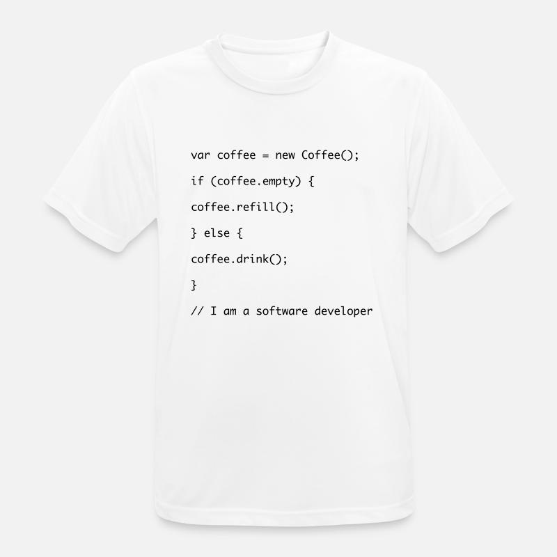 Recharge de café code Javascript - T-shirt respirant Homme - blanc