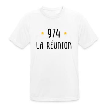 974 La Réunion - T-shirt respirant Homme - blanc - Devant - AI Model Male 185 dark (185cm)