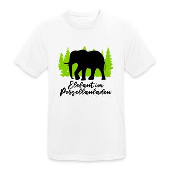"Elefant im Porzellanladen: Sanfte Stärke" - Männer T-Shirt atmungsaktiv - Weiß - Vorne - AI Model Male 185 dark (185cm)