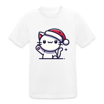 Cat with Santa hat - Men's Breathable T-Shirt - white - Front - AI Model Male 185 dark (185cm)