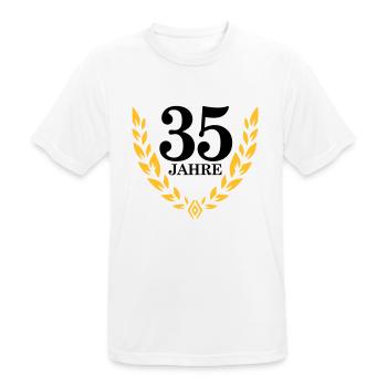 Jubiläum 35 Jahre Lorbeerkranz - Männer T-Shirt atmungsaktiv - Weiß - Vorne - AI Model Male 185 dark (185cm)