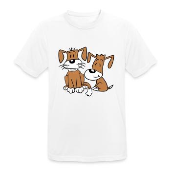 2 chiens équipe assis deux amis équipage heureux - T-shirt respirant Homme - blanc - Devant - AI Model Male 185 dark (185cm)