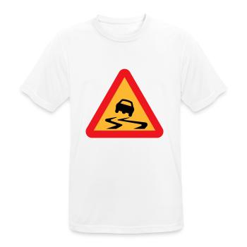 Route glissante voiture Avertissement - T-shirt respirant Homme - blanc - Devant - AI Model Male 185 dark (185cm)