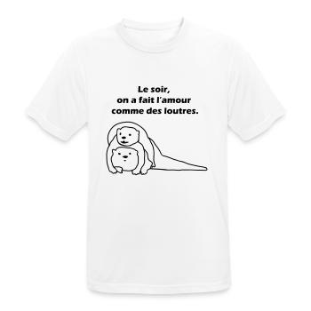 Le soir, on a fait l'amour comme des loutres. - T-shirt respirant Homme - blanc - Devant - AI Model Male 185 dark (185cm)