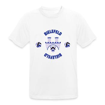 Bielefeld (ID: 001013) - Männer T-Shirt atmungsaktiv - Weiß - Vorne - AI Model Male 185 dark (185cm)