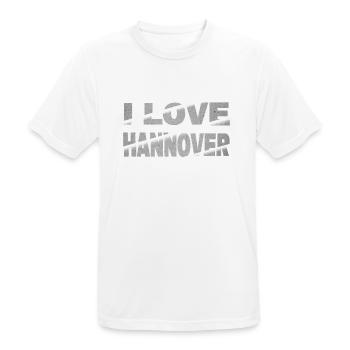 Hanovre Allemagne City Font Skyline J’aime - T-shirt respirant Homme - blanc - Devant - AI Model Male 185 dark (185cm)