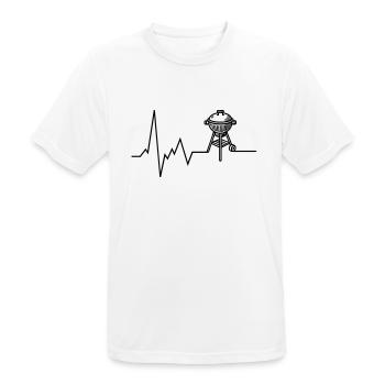 Heartbeat BBQ Grill Grilling - Men's Breathable T-Shirt - white - Front - AI Model Male 185 dark (185cm)