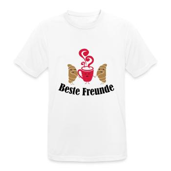 croissant_and_coffee_friends_001 - Männer T-Shirt atmungsaktiv - Weiß - Vorne - AI Model Male 185 dark (185cm)