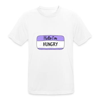 Hello im hungry, funny T-shirt - Men's Breathable T-Shirt - white - Front - AI Model Male 185 dark (185cm)