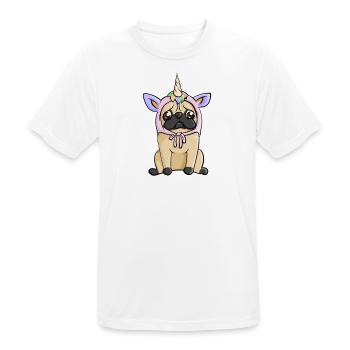 Pug unicorn costume dog gift - Men's Breathable T-Shirt - white - Front - AI Model Male 185 dark (185cm)