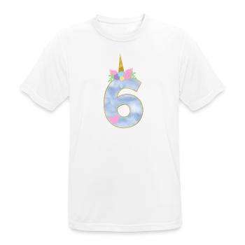 6 Jahre Einhorn Zahl 6.Geburtstag Mädchen Geschenk - Männer T-Shirt atmungsaktiv - Weiß - Vorne - AI Model Male 185 dark (185cm)
