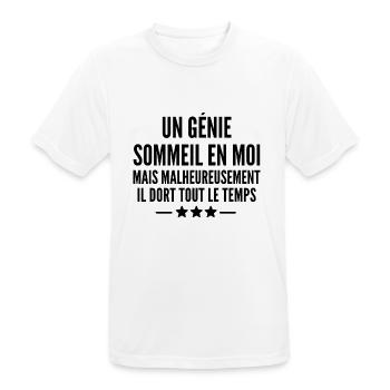 un génie sommeil en moi - T-shirt respirant Homme - blanc - Devant - AI Model Male 185 dark (185cm)
