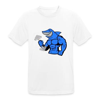 shark hai bodybuilding Hantel 1 - Männer T-Shirt atmungsaktiv - Weiß - Vorne - AI Model Male 185 dark (185cm)