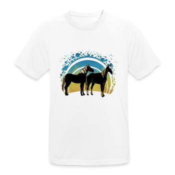 Pferde - Männer T-Shirt atmungsaktiv - Weiß - Vorne - AI Model Male 185 dark (185cm)