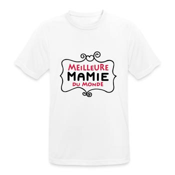 Meilleure MAMIE du monde (2c) - Men's Breathable T-Shirt - white - Front - AI Model Male 185 dark (185cm)