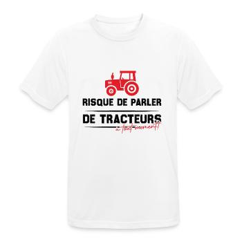 Risque de parler de tracteurs à tout moment - T-shirt respirant Homme - blanc - Devant - AI Model Male 185 dark (185cm)